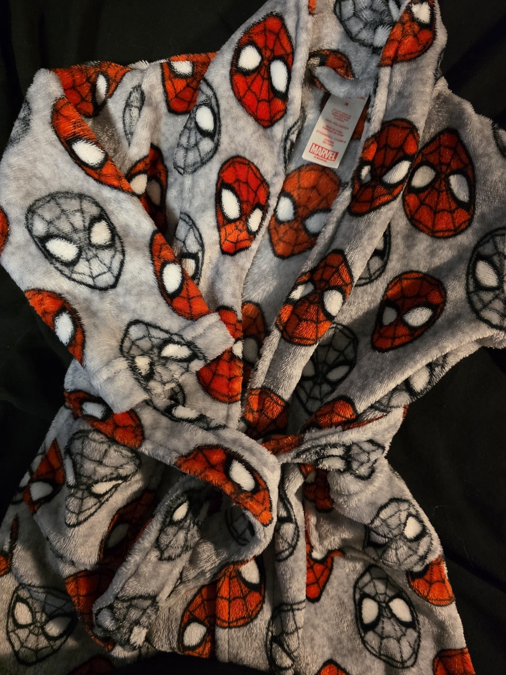 Marvel Spider-Man Plush Hooded Robe - Gray & Red